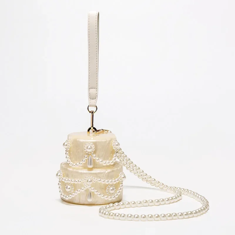 Umhängetasche in Gänseform, Perlenkette, Umhängetasche, britischer Designer-Abend, elegante Clutch-Geldbörse, Damen-Schultertasche aus Acryl – Detail 24