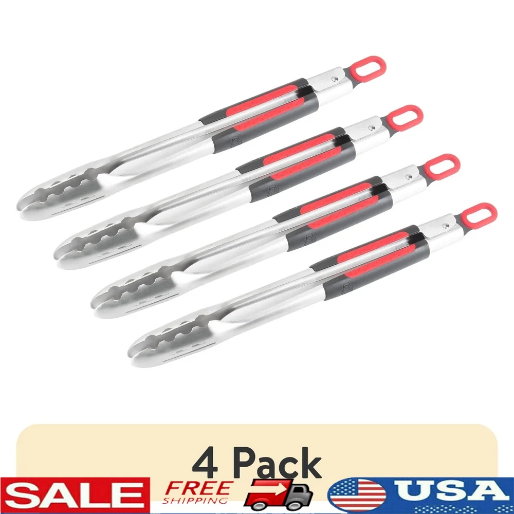 

Роскошный набор инструментов для гриля из нержавеющей стали с мягкими ручками, щипцы для вилки, лопаточка для приготовления барбекю, использования на открытом воздухе