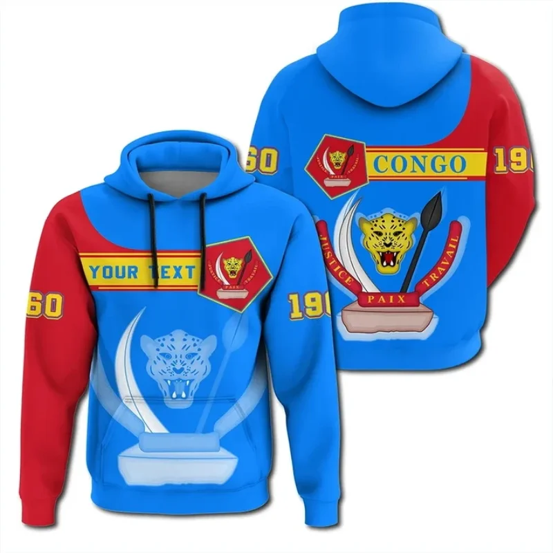 Full Print Republic Of The Congo Flag Hoodie For Men Women Spring Autumn Pullover Sweatshirt Coat Sport Oversized Tracksuit