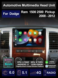 For Dodge Ram 1500 2500 Pickup 2008-2012 Car Multimedia wireless Carplay Android Auto GPS stereo Radio Video Palyer Head Unit