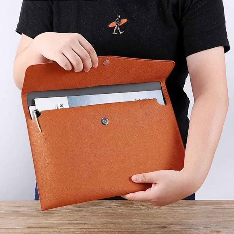 A4 File Information Bag Large Capacity Magnetic Buckle Simple Waterproof Business Office Storage