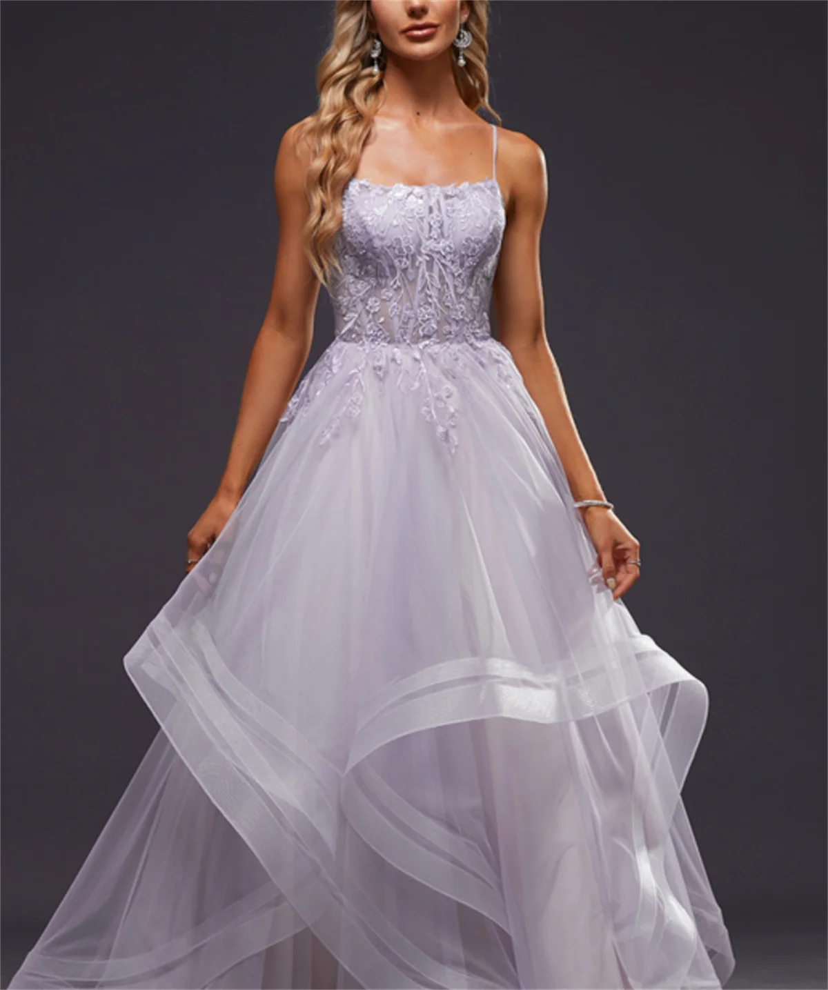 Purple Prom Dress Wedding Dress Strapless Sweep Train Tulle Polyester Sleeveless Country Plus with Beaded Drape vestidos de novi