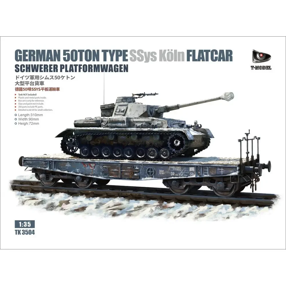 T-MODEL TK3504 1/35 German 50Ton Type SSYS Koln Flatcar Schwerer Platformwagen-Scale Model Kit