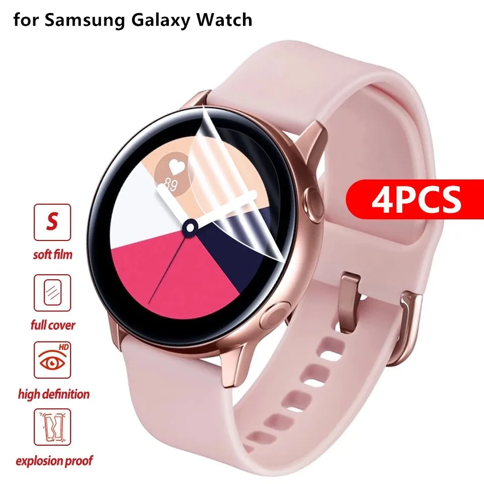 4PCS Screen Protectors For Samsung Galaxy Watch Active 2 44mm 40mm Full Cover Soft HD Protective Film Smart Watch Accessories