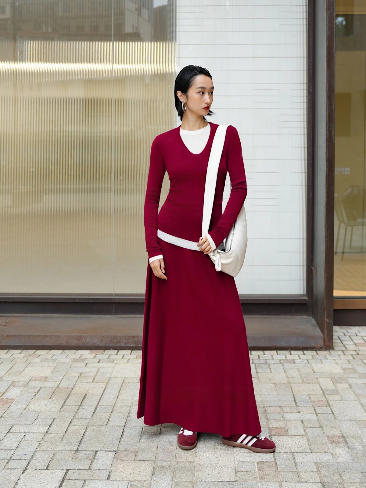 

LemonChen Poetic Walk, 45 шт., австралийская шерсть, 4 иглы, U-Ne, вязаная длинная юбка-зонтик, комплект Ele, осенняя мода, женская E...