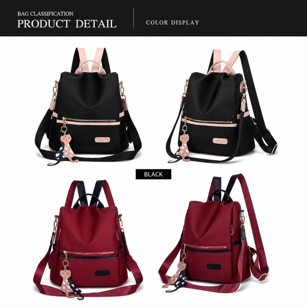 Chic Multi‑pocket Women Backpack Lightweight Water‑resistant Anti‑theft Backpack Oxford Cloth Durable Travel Rucksack Daily