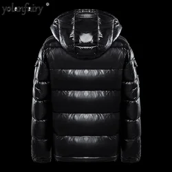 Winter Down Jackets for Men and Women Clothing Thick Hooded Bread Jacket Men’s Black Shiny Coats Female Outwear Jaqueta FCY