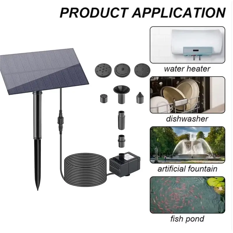 USER FRIENDLY-Solar Fountain Pump With Stake Solar Power Panel Energy Saving Watering Kit Garden Decoration Kit