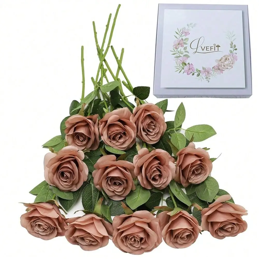 

Rose Flower Artificial Flowers Flower With Long Stem Silk Roses Bouquet For Wedding Bridal Shower Party Home Decoration Dusty R
