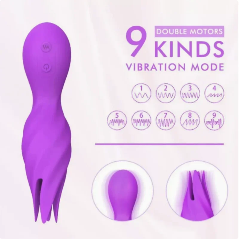 New 2-in-1 Dual Head Vibrator for Women Nipple & Clitoral Stimulator Waterproof USB Rechargeable Female Intimate Massager Adult