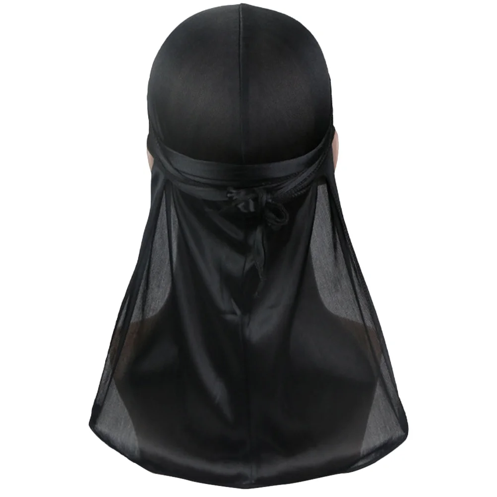 

Long Tail Silk Turban Men Durag Silky Satin Durags for Women Elastic Headdress Headbands