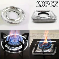 20PCS Stove Protector Cover Disposable Aluminium Burner Liner Gas Stovetop Cleaning Pad Mat Kitchen Accessories Pad Foil Cooker