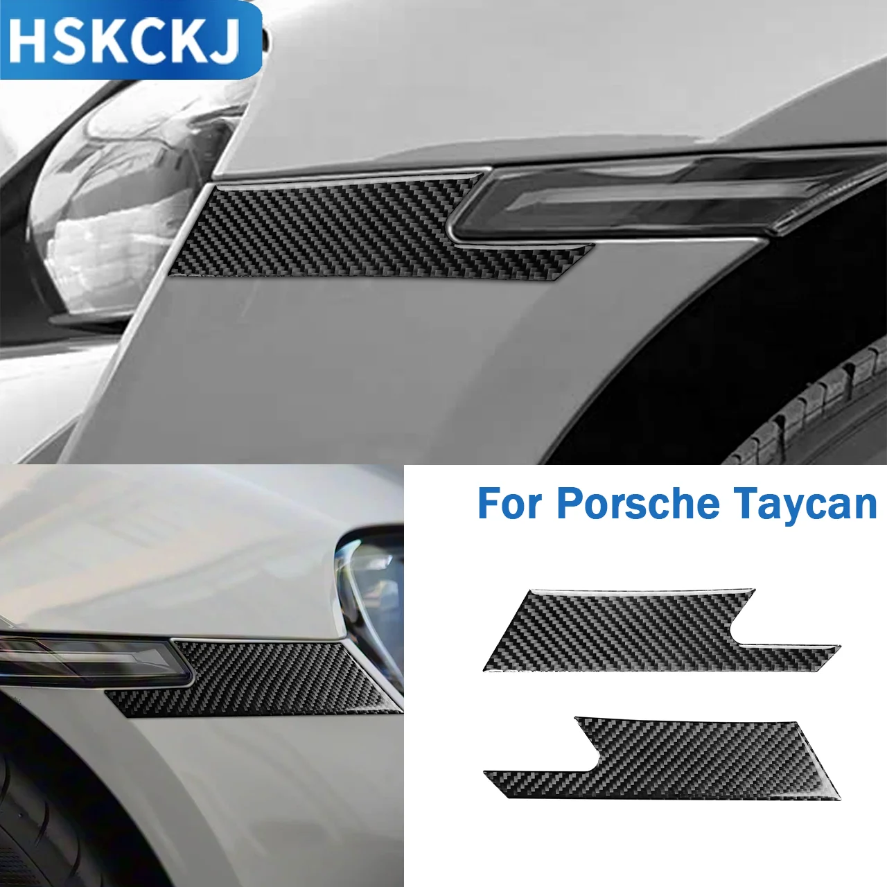 

Декоративные наклейки из мягкого карбона для передних боковых панелей фар Porsche Taycan 2019-2026, автомобильные аксессуары
