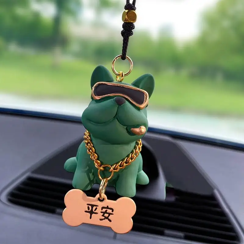 

Pet Car Ornament Auto Trim Bulldog Accessory Resin Puppy Pendant Animal Car Interior Accessories Decor For Rear View Mirrors