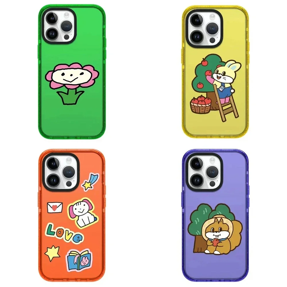 

2.0 Acrylic Cute Cartoon Rabbit Pattern iPhone 13 14 15 Pro Max Protective Case