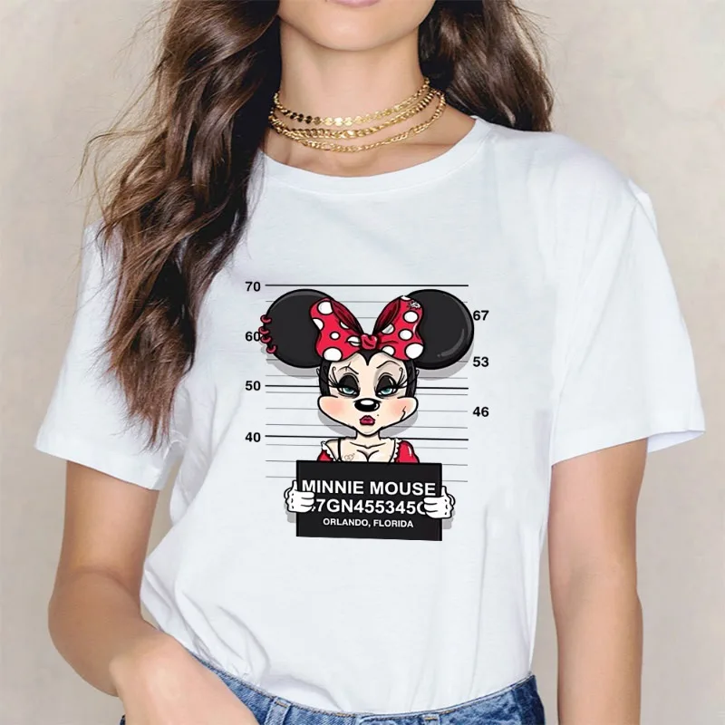 

Mickey Minnie Mouse Funny Women Casual T-shirt Loose O-neck Short Sleeve Disney Daisy Summer Home New Tee Shirt Ladies Tee Shirt