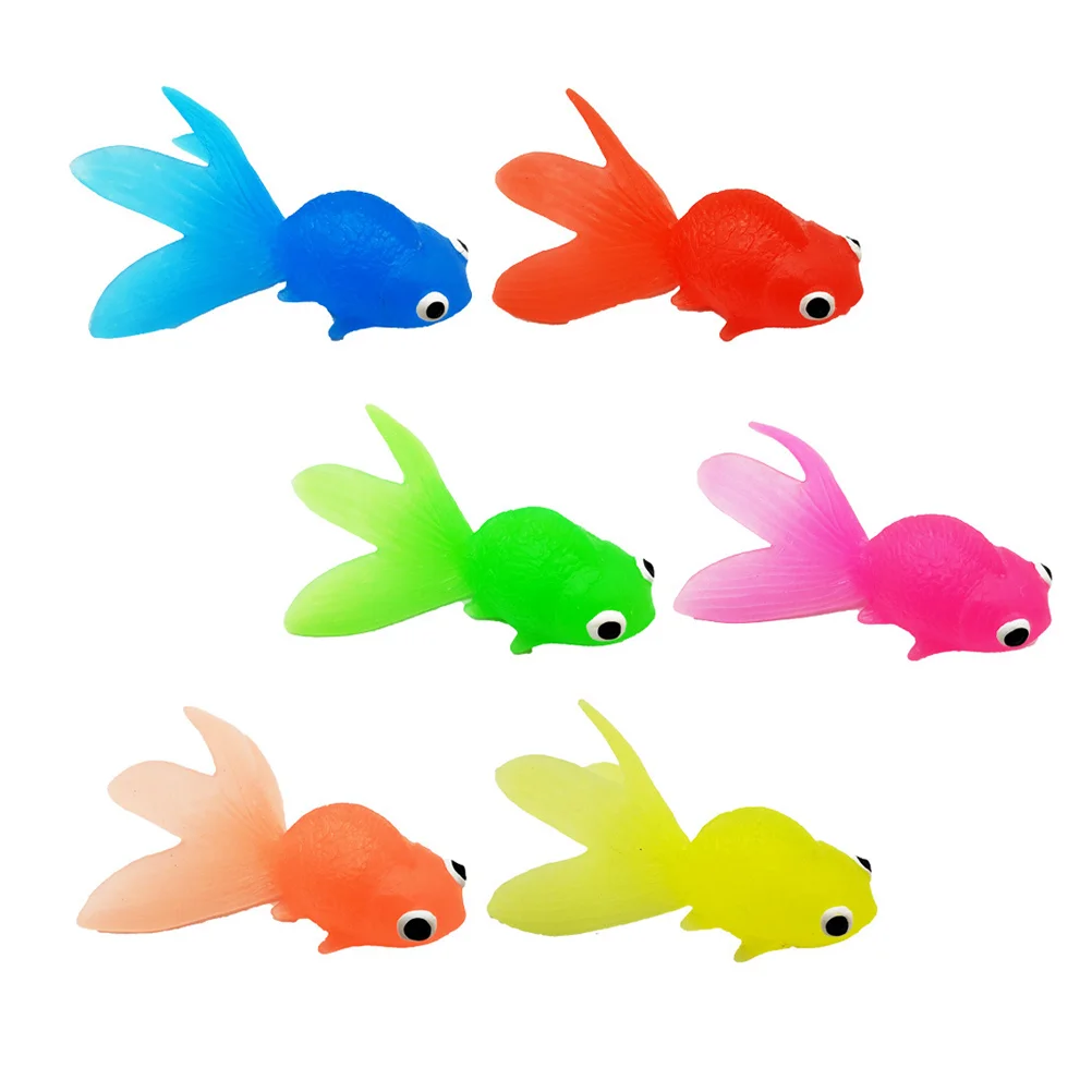 

6 Pcs Goldfish Toy Model Cartoon Bath Toys Kids Plaything Baby Bathing Fake Tank Decor Aquarium Decoration