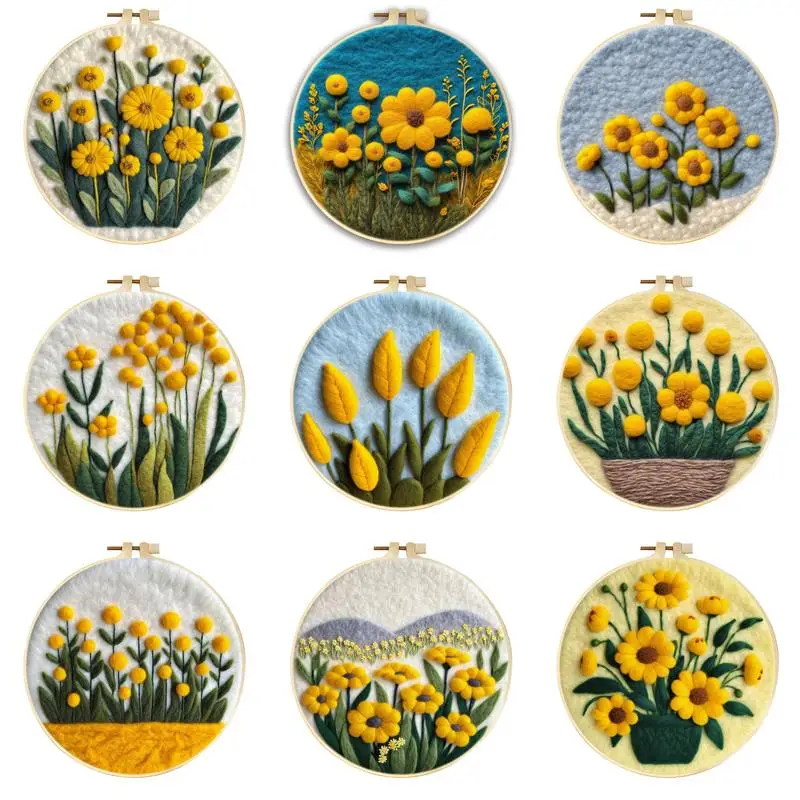 

GATYZTORY Diy Wool Needle Felting Starter Kit Flower Landscape Wool Felting Kit Felt Painting Craft Ideas For Adults Home Decor