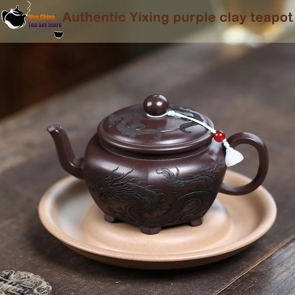 

Yixing purple clay teapot, original ore, dragon blood sand, dragon travel, six sided kung fu tea set, Chinese teapot