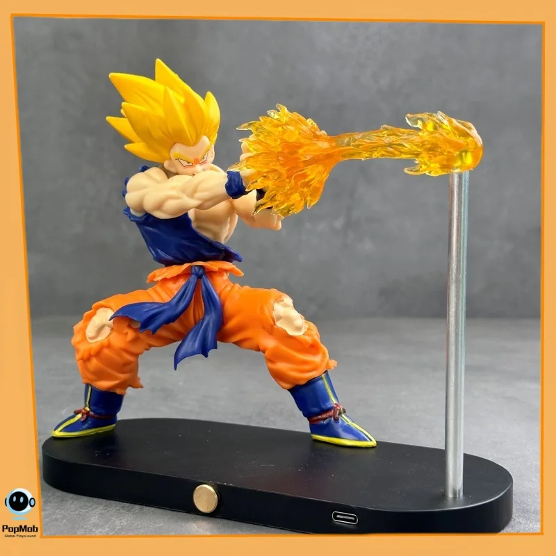 

Светодиодный ночник Dragon Ball 1:12, зарядная поза по боевой связи, 20 см, настольная статуя с питанием от USB, аниме, декор для геймерской комнаты