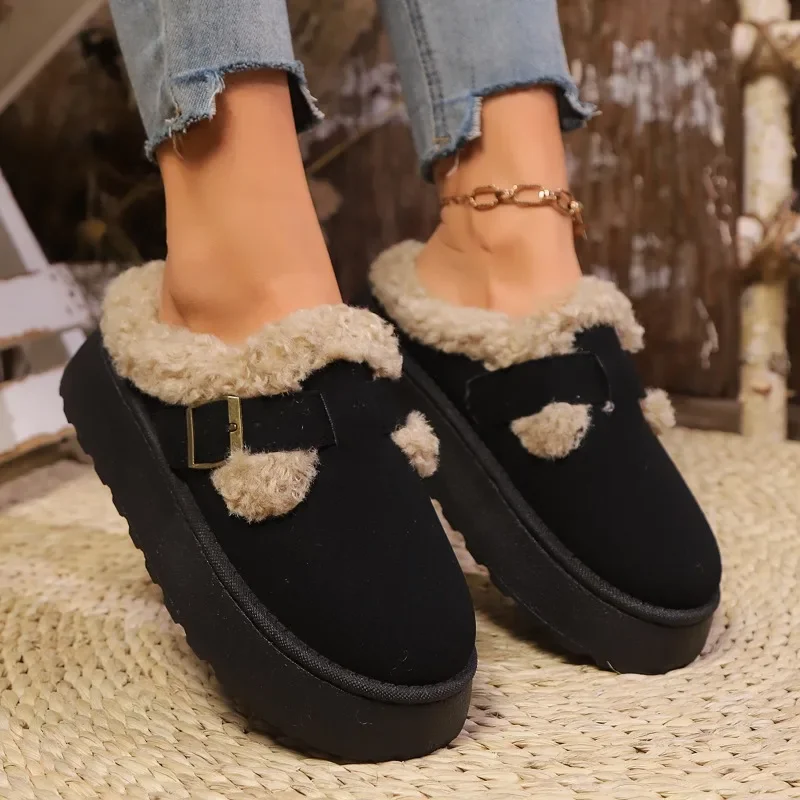 Women Shoes on Sale 2024 Winter Women's Snoe Boots Comfort Versatile Suede Shoes Fashion Warm Platform Flat Ankle Boots Botas