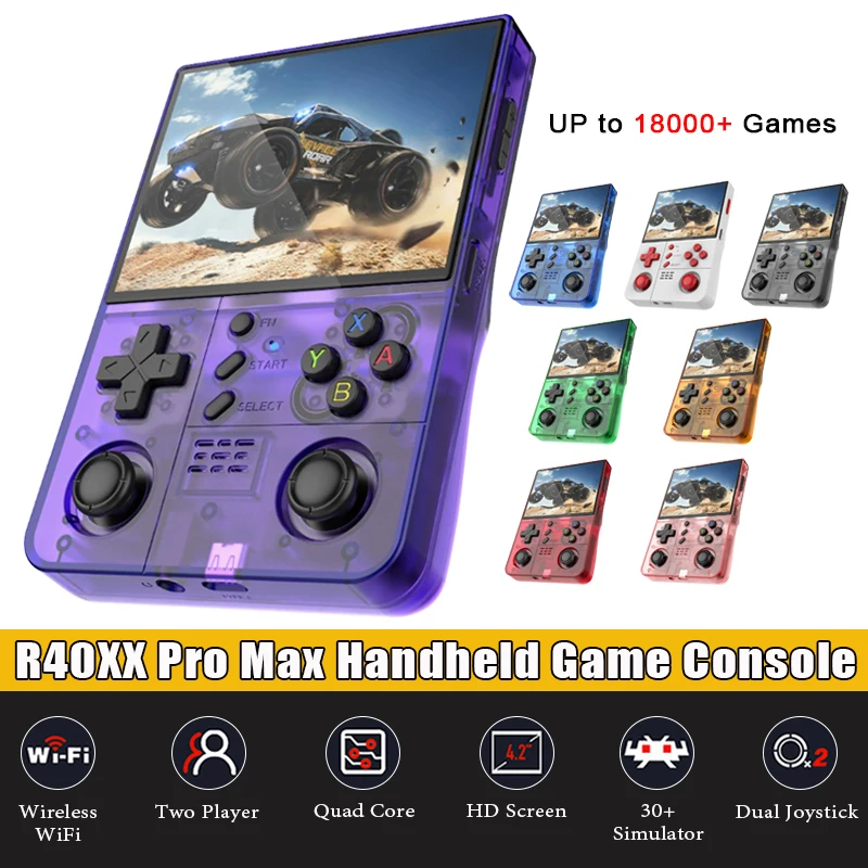 

R40XX Pro Max беспроводной портативный игровой плеер 4,2-дюймовый IPS-экран с открытым исходным кодом игровая консоль ретро портативная игровая консоль
