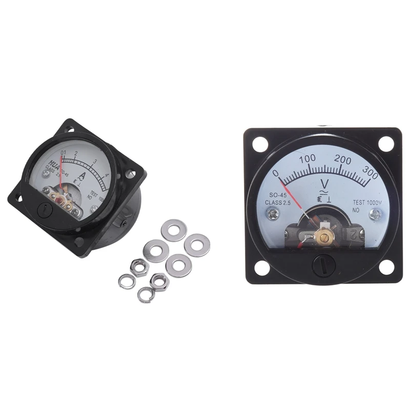 AC 0-300V Round Analog Dial Panel Meter Voltmeter Gauge With Class 2.5 Accuracy AC 0-5A Analog Panel Round Meter