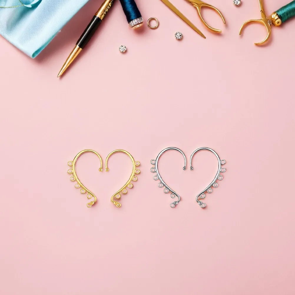 40Pcs Earring Making Supplies Metal Ear Hook Findings 6 Holes Non Piercing Clip on Ear Wraps Jewelry DIY Accessories