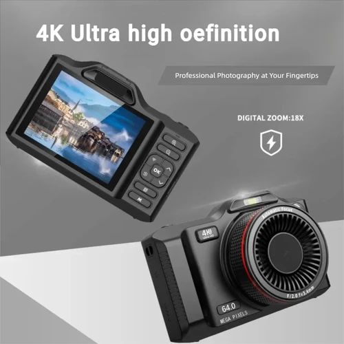 Imagen 2 del producto Cámara digital 4K XJ600 con cámaras duales de 64 MP y zoom digital de 18X Pantalla de 2,8 pulgadas con WIFI para fotografía familiar y Vlogging