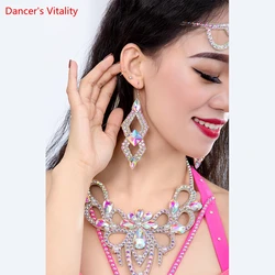 Bally Dance Performance Earrings for Women Kid's Rumba Chacha Accessories Latin Ballroom Dance AB Stones Jewellery Accessory