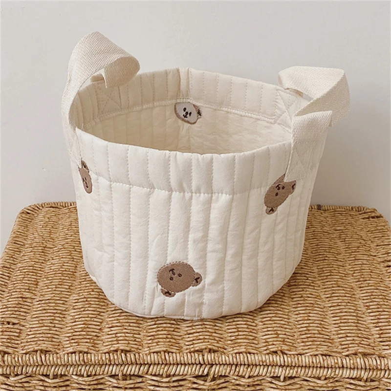 Cestas de armazenamento para roupas de bebê, Garrafas, Toalhas, Brinquedos Decorativos Organizer Bins Tote Bag, Bolsa com bordado para fraldas