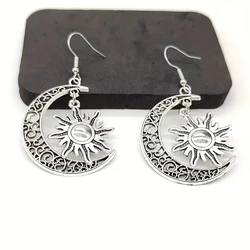 Vintage Sun & Moon Earrings Jewelry for Women Girl Alloy Charms Pendant Bohemian Accessories