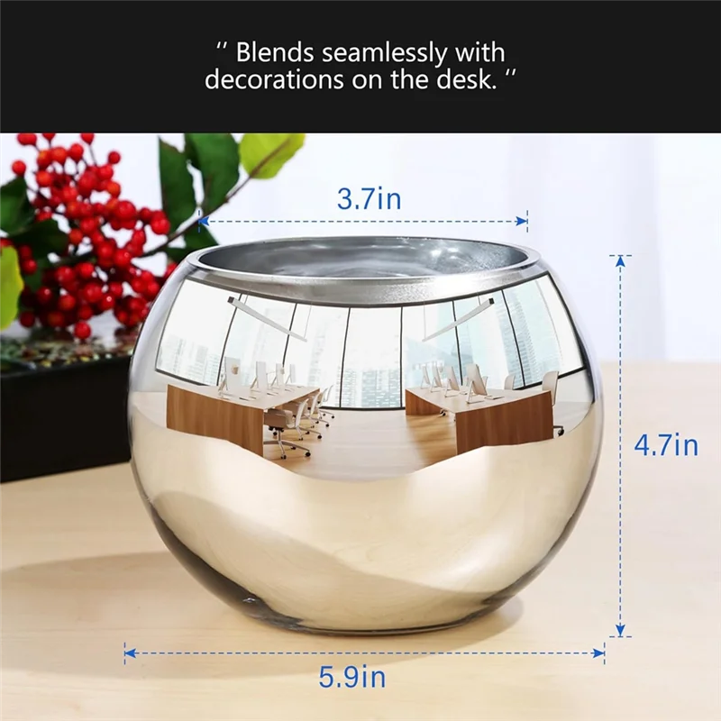 A69X-6" Convex Mirror Vase Aesthetic Table Vases Flower Pot Desk Rearview Mirror Monitor