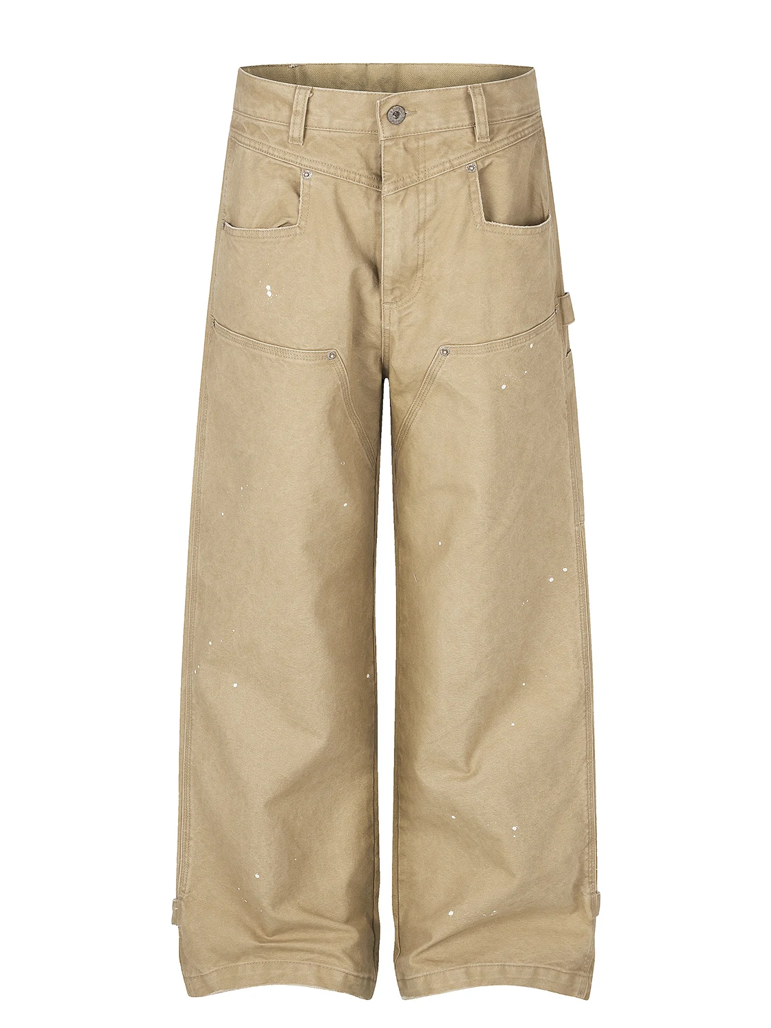 Calças de Trabalho Americanas Retro com Estampa de Tinta, Jeans Largos e Soltos, Calças Casuais de Algodão para Homens e Mulh...