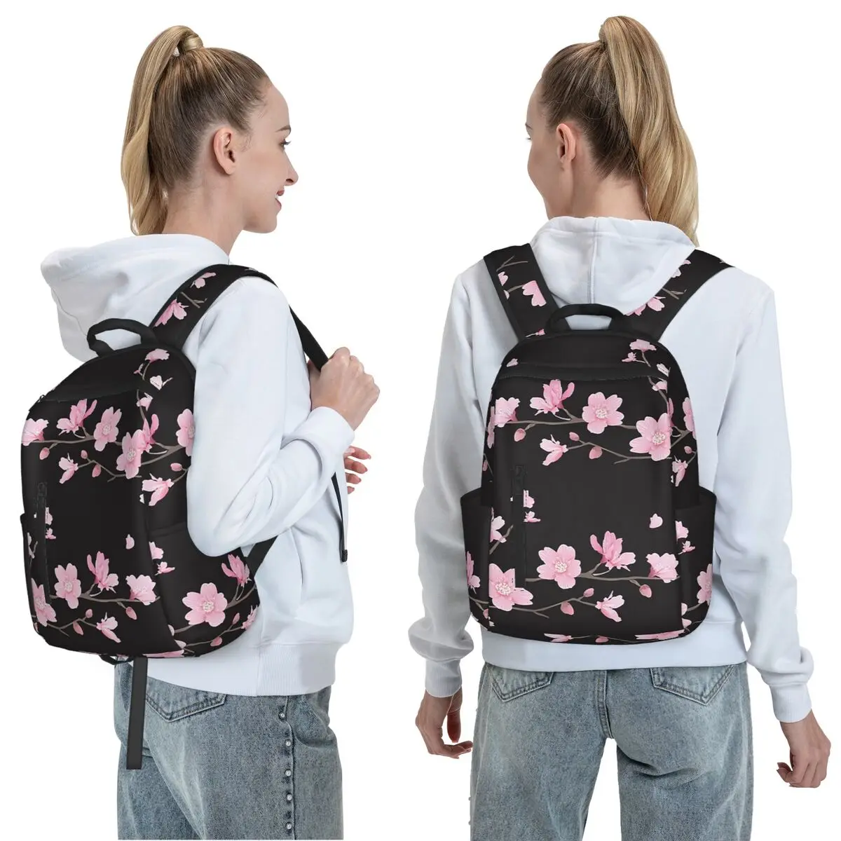 Cherry Blossom Flower Plant Backpack Daypack Large Capacity Boys Girls BookBag School Bag Shoulder Bags for Men Women