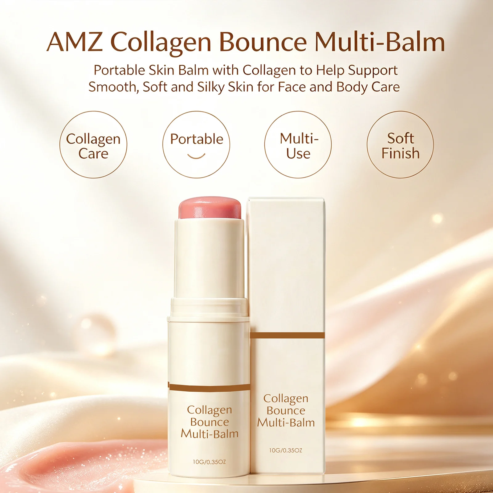 Collagen Bounce Multi‑balm Stick Soothing Skin Tightness Improve Dry Skin Enhance Skin Plumpness Long-Lasting Moisturizing Balm