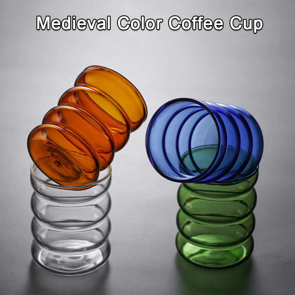 

Creative Glass Cup Heat-resistant Drinkware Tea Juice Milk Coffee Mug Home Water Glasses Ripple Mug 300ML Gift for Friends