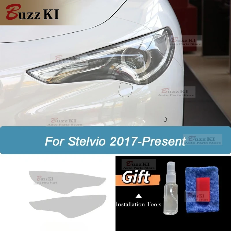Для Alfa Romeo Stelvio 949 2017-на 2022, 2 шт., защитная пленка для фар автомобиля, дымчатый черный оттенок, прозрачная наклейка из ТПУ для автомобиля