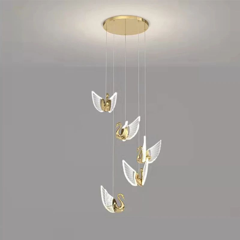 2023 New Nordic Luxury Designer Chandelier Acrylic Swan LED Lamp Restaurant Bedside Bar Background Wall Decoration Pendant Light