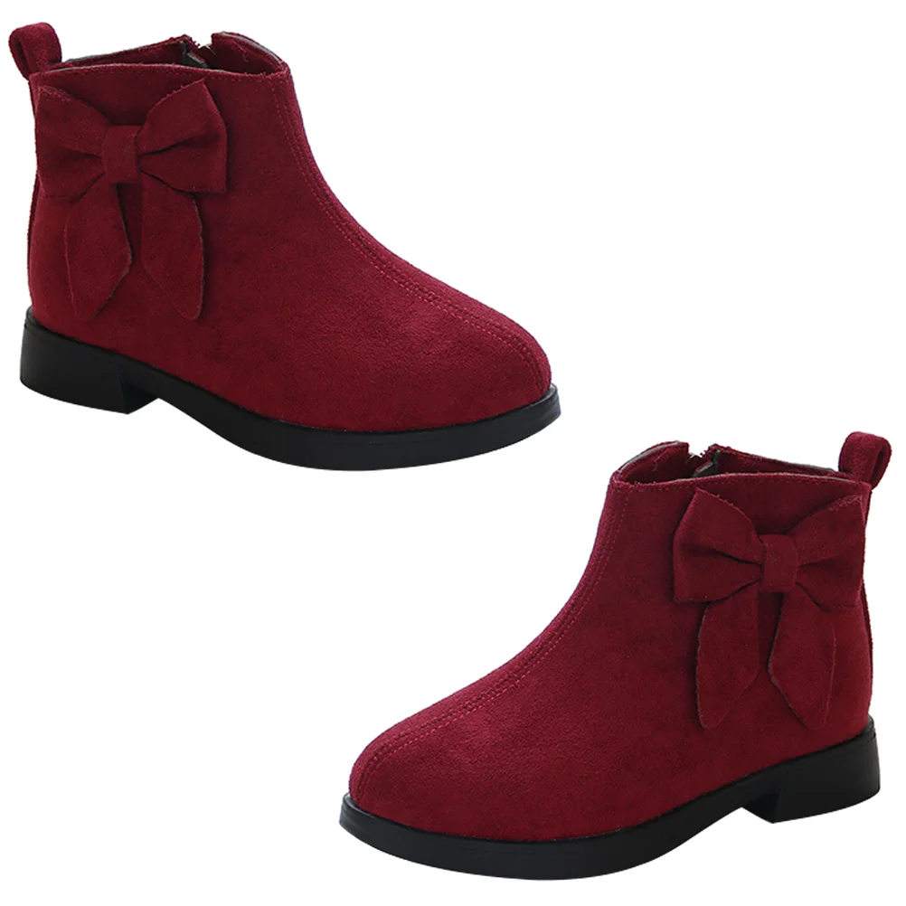 Snow Boots Bow Ankle Women's Girl Kids Casual Shoes Upper Material: Velvet Girls