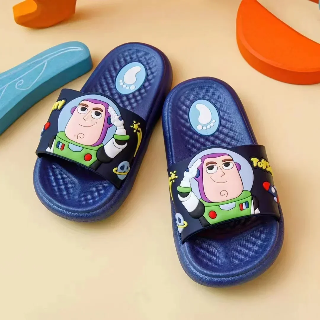 Summer Baby Boys Girl Slippers Cartoon Spiderman Elsa Buzz Lightyear Sofia Print Kid Indoor Soft Anti-Skid Beach Shoes Flip Flop