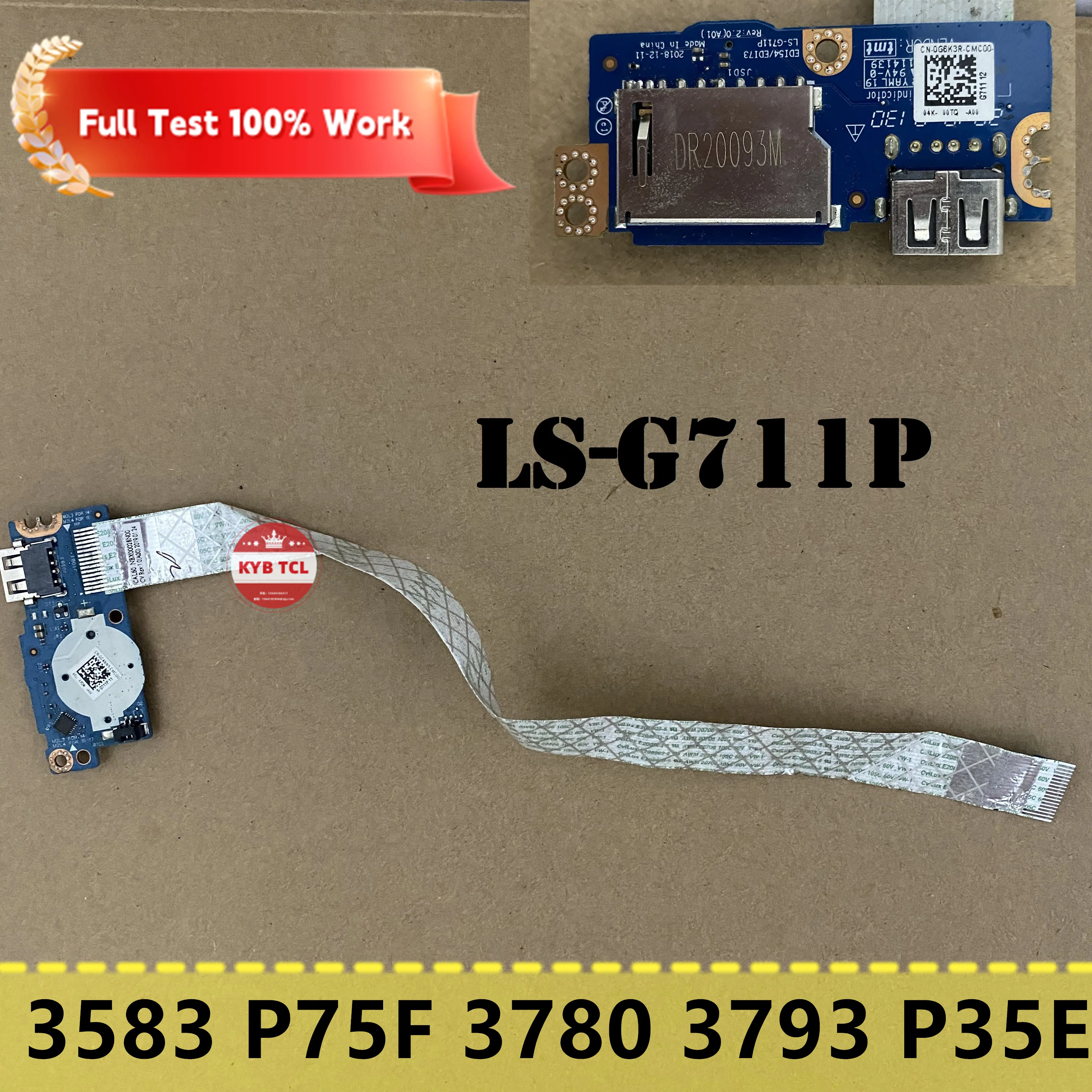 قارئ بطاقات Usb لأجهزة dell inspiron, 3482, 3581, 15-3000, 3583, 3593, 3590, p75f, 3780, 3793, p35e, حاسوب محمول مزود بكابل ls-g711p