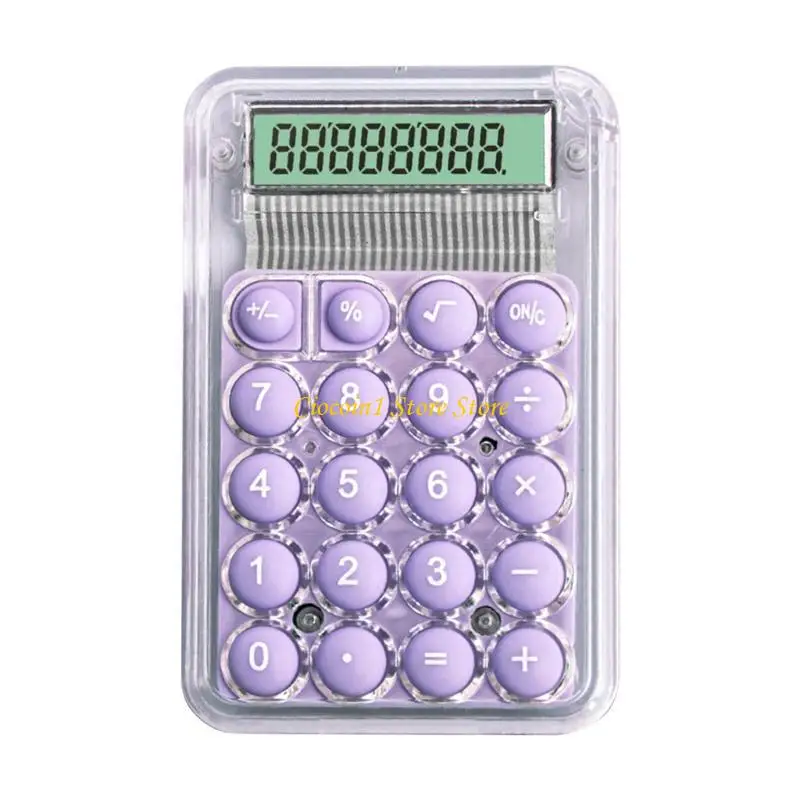 A3PC Pocket Mechanical Calculator 8 Digit Calculator Clear Candy Color Calculator with Big Buttons