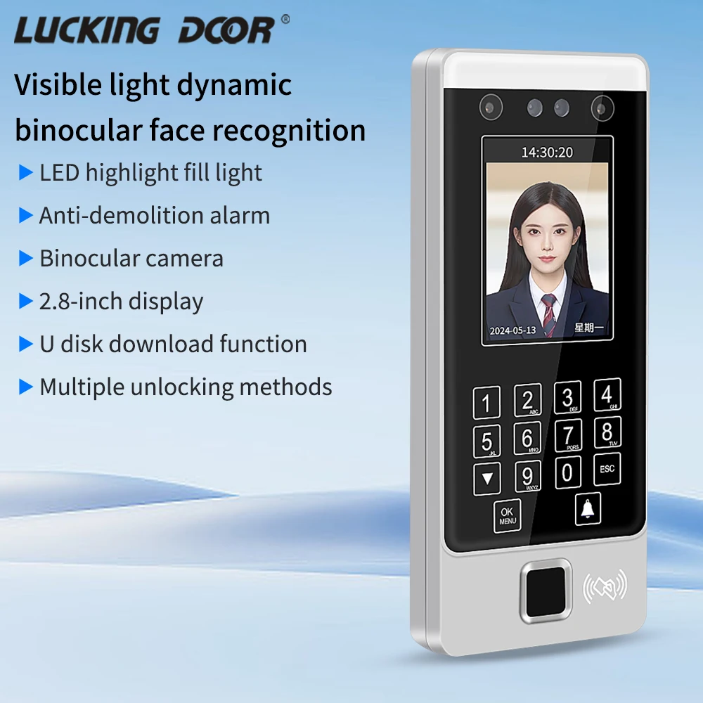 

Biometric Face Recognition Attendance Machine Door Lock Office Employee Check in Password Fingerprint Punch-in Electric Device