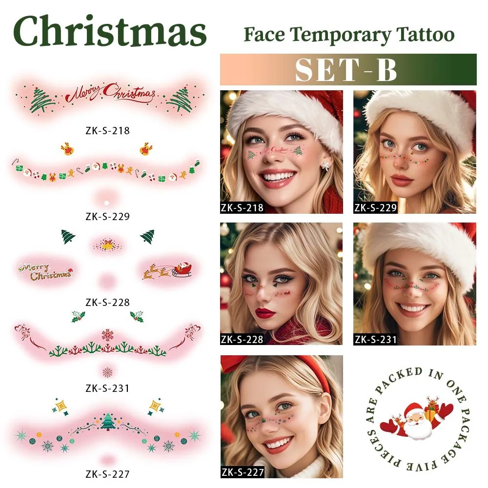

Freckle Stickers Christmas 5 Piece Makeup Stamping Party Face Blush Spot Stickers Party Stickers Tattoo Stickers