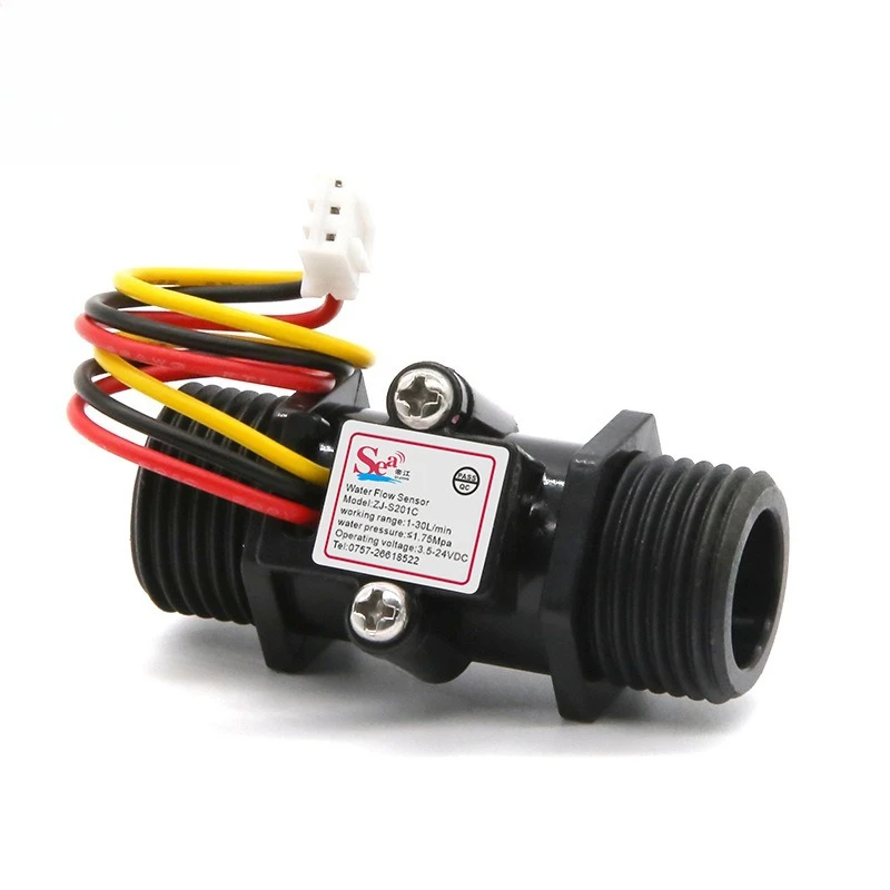 Hall Water Flow Sensor 4 Points Transparent Visual Water Flow Switch Water Flow Meter S201C