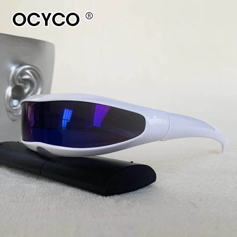 OCYCO X-men Futuristic Stylist One-piece Punk Wrap Around Fashion Glasses Personality Retro Large Frame Square Sunglasses