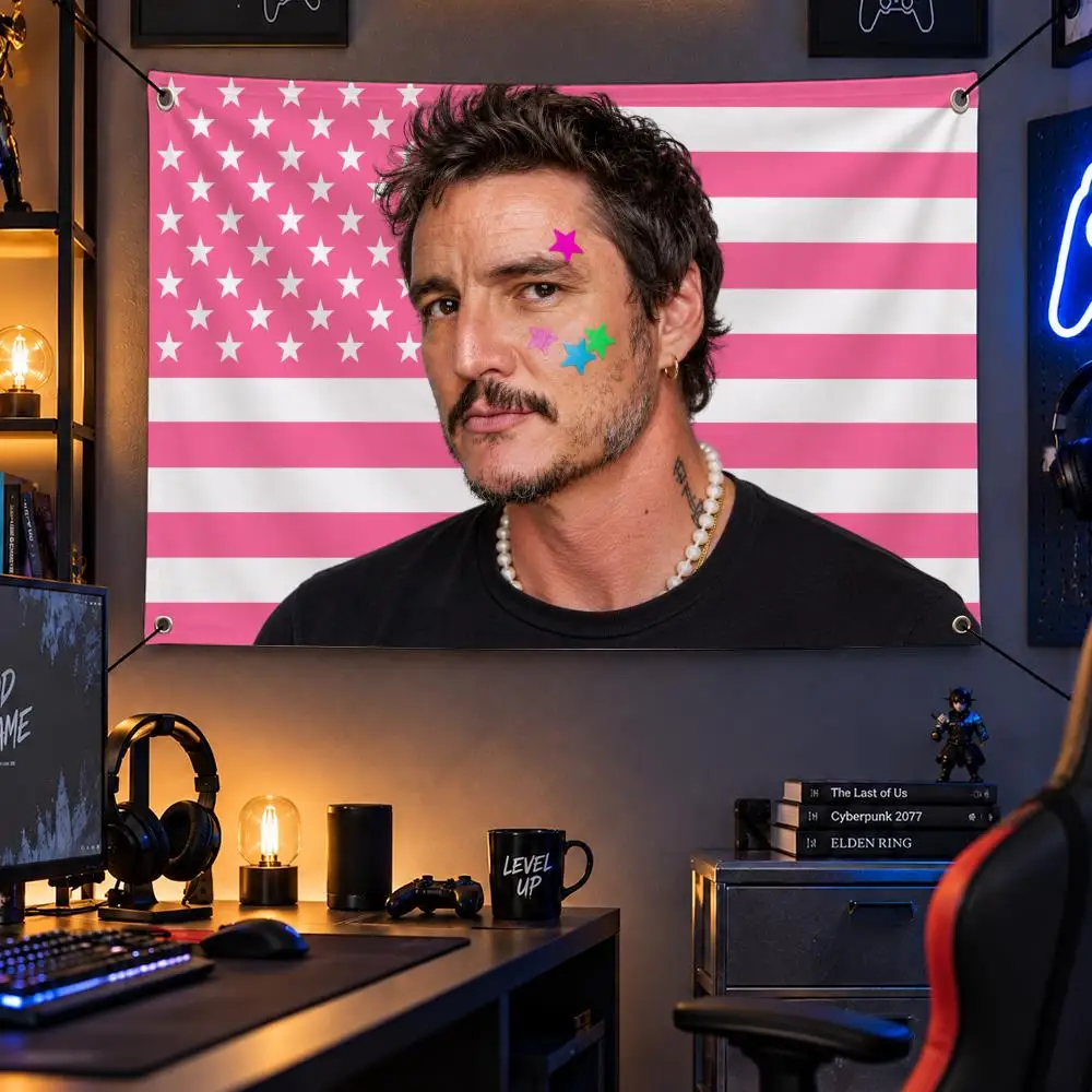 Actor P-Pedro Pascal Flags Personalized Flag Room Dorm Camping Picnic Garage Bar Indoor Outdoor Wall Decor