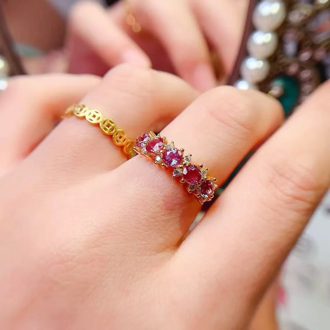 KJJEAXCMY High End Women's Ring Natural Alexandrite S925 Silver with Electroplating Boasting High Clarity Full Brilliance