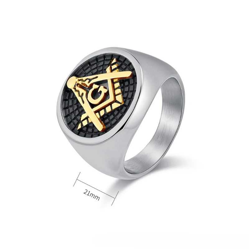 Freemason Stainless Steel Rings 3-color Retro Style Men's Personalized Ring Fashion Jewelry